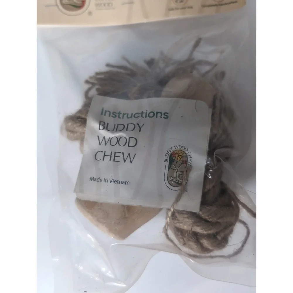 Buddy Natural coffee Wood Dog Chew‎ With Rope